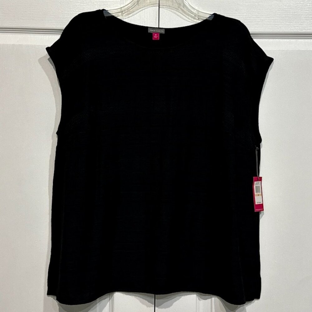 NWT Vince Camuto Black Sleeveless Mixed Media Top - Size 2X